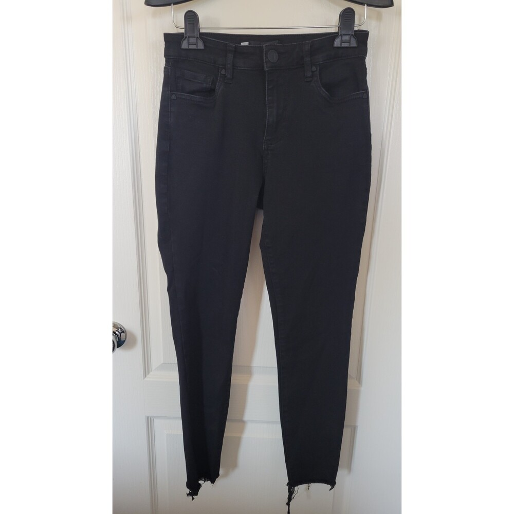 Women's Kut From the Kloth Raw Hem Black Skinny Jeans